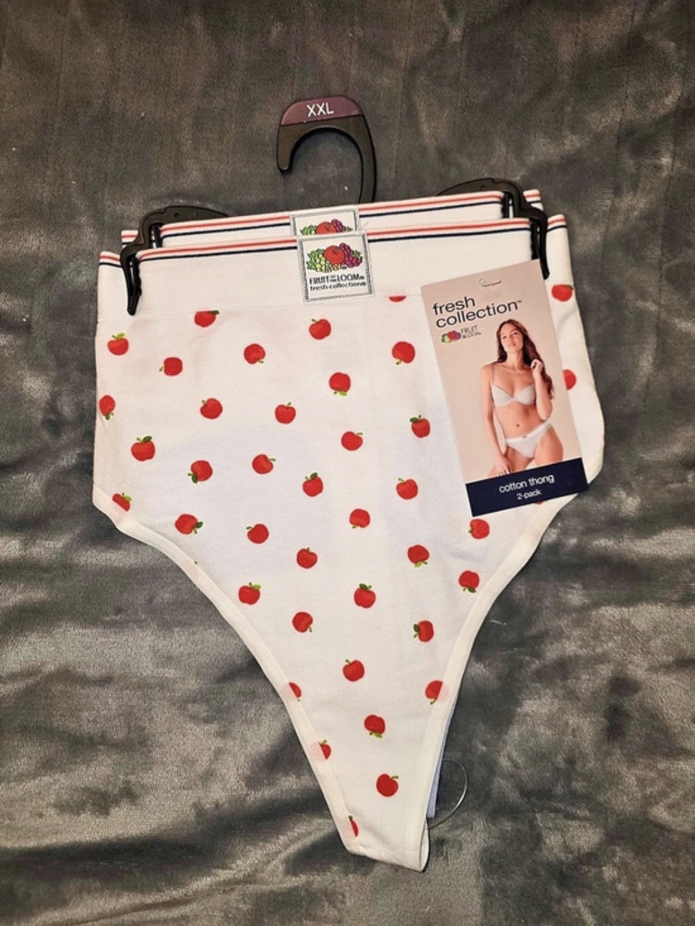 Fruit of the Loom Apple Print & Lavender Cotton 2-Pack Thong